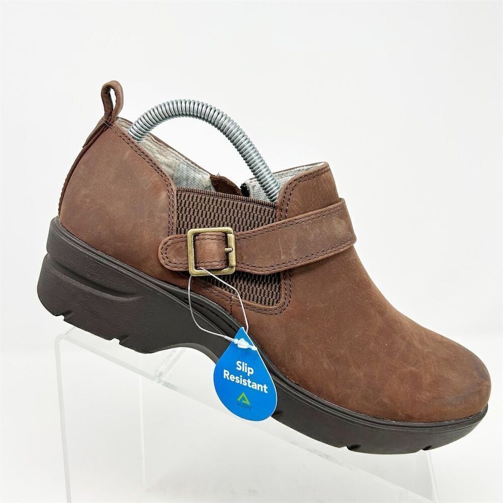 Nurse Mates Arya Brown Leather Slip Resistant Casual Shoes Size 9 **NO INSOLES**
